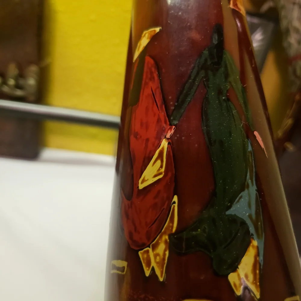 HOST PICK 😊 2 Vtg Oriental Asian Handpainted Bamboo Vases
